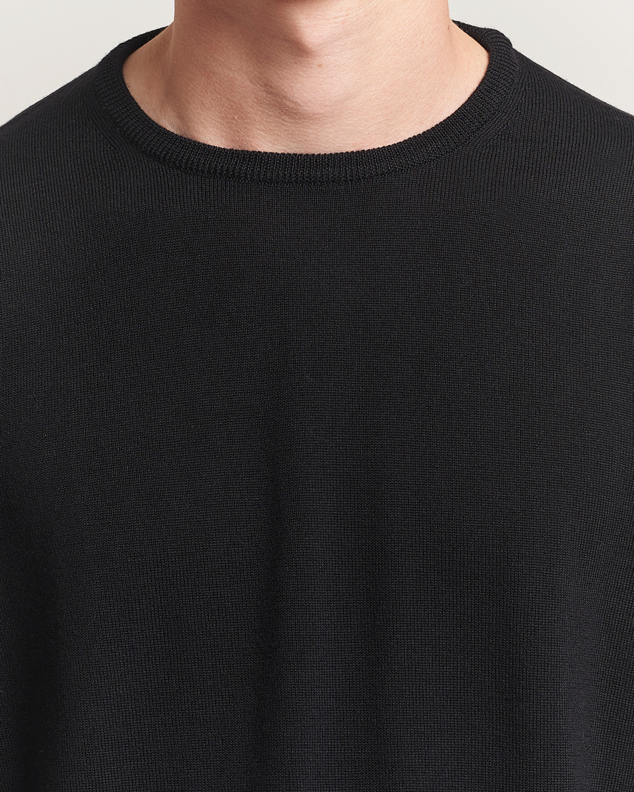 Herre | Trøjer | Morgano | Extra Fine Merino Wool Crewneck Black