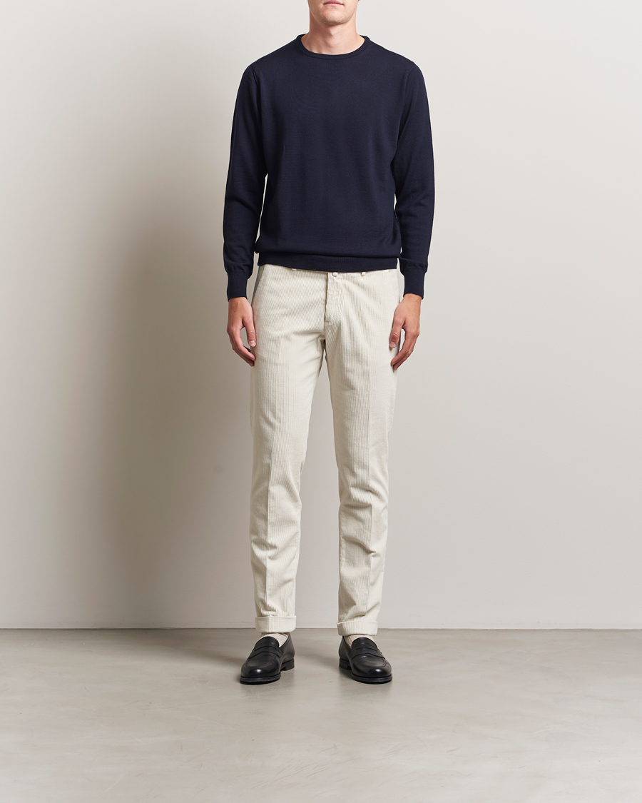 Herre | Trøjer | Morgano | Extra Fine Merino Wool Crewneck Navy