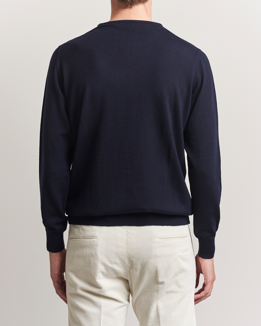 Herre | Trøjer | Morgano | Extra Fine Merino Wool Crewneck Navy