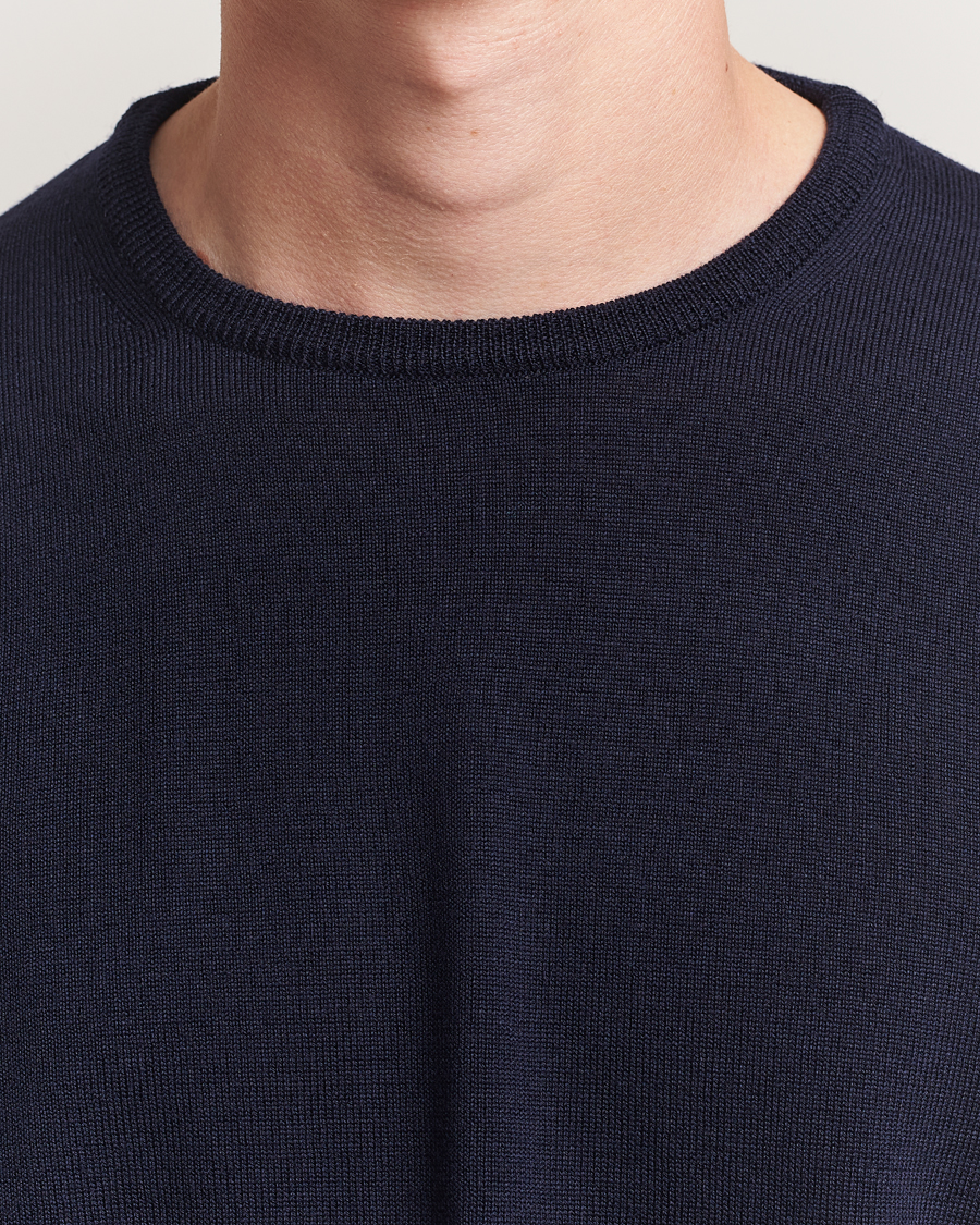 Herre | Trøjer | Morgano | Extra Fine Merino Wool Crewneck Navy