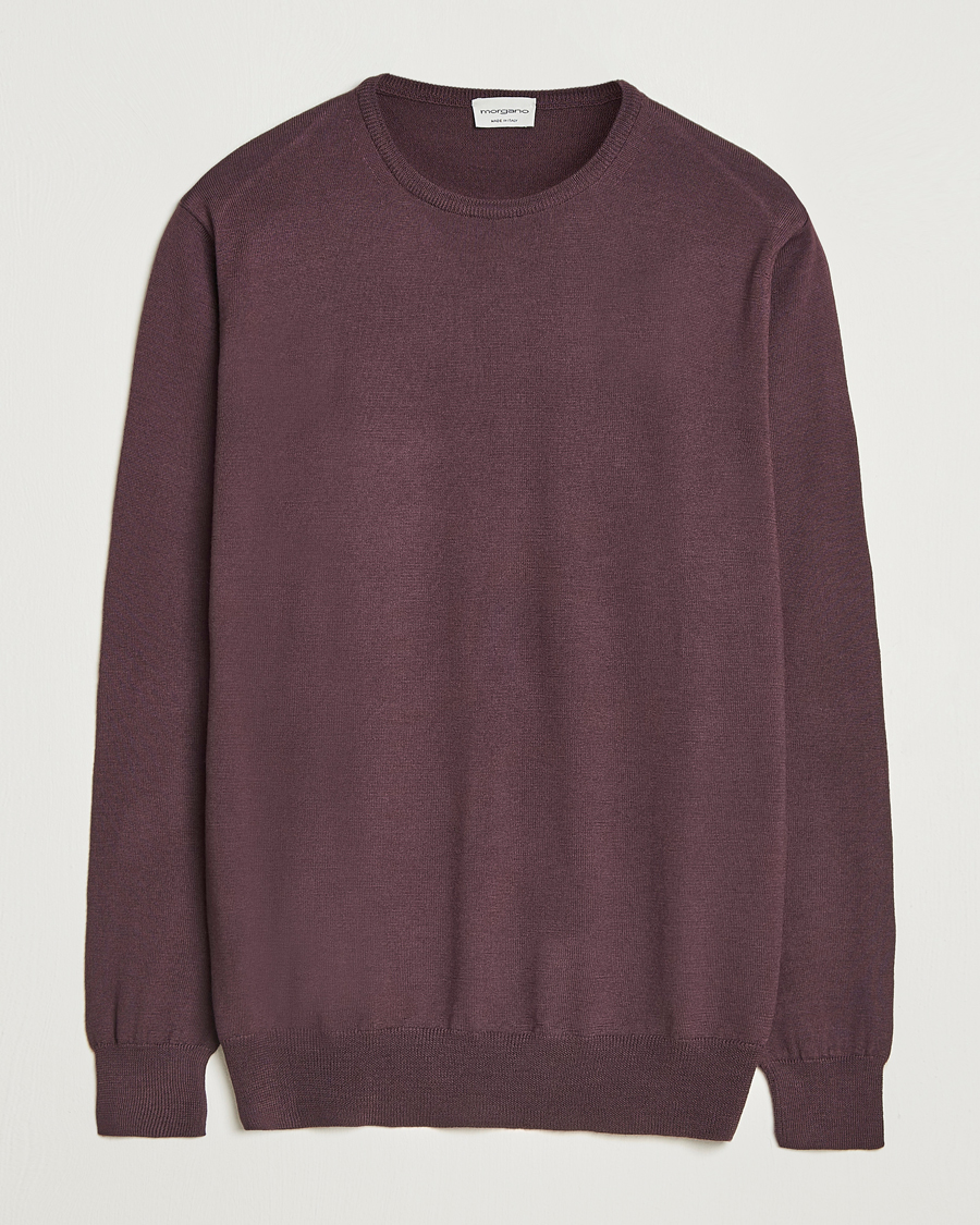 Herre | Trøjer | Morgano | Extra Fine Merino Wool Crewneck Purple