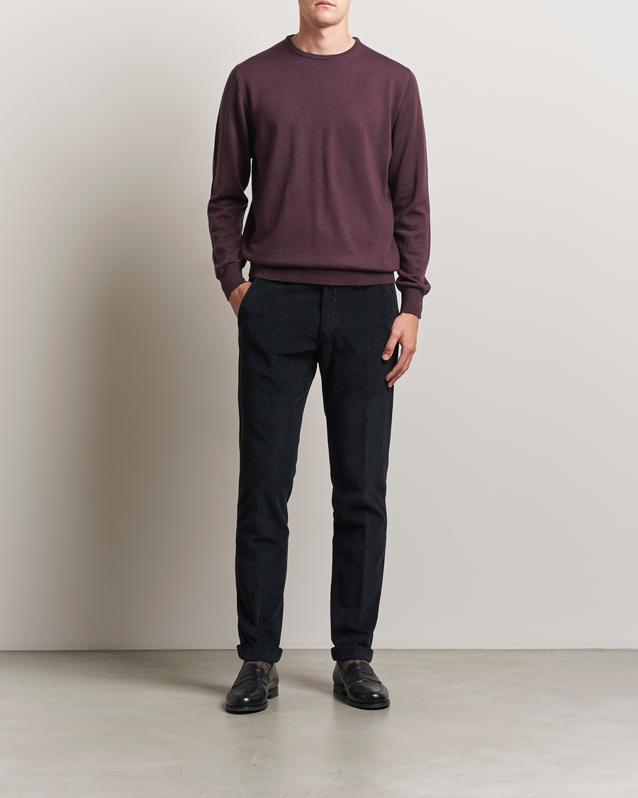 Herre | Trøjer | Morgano | Extra Fine Merino Wool Crewneck Purple