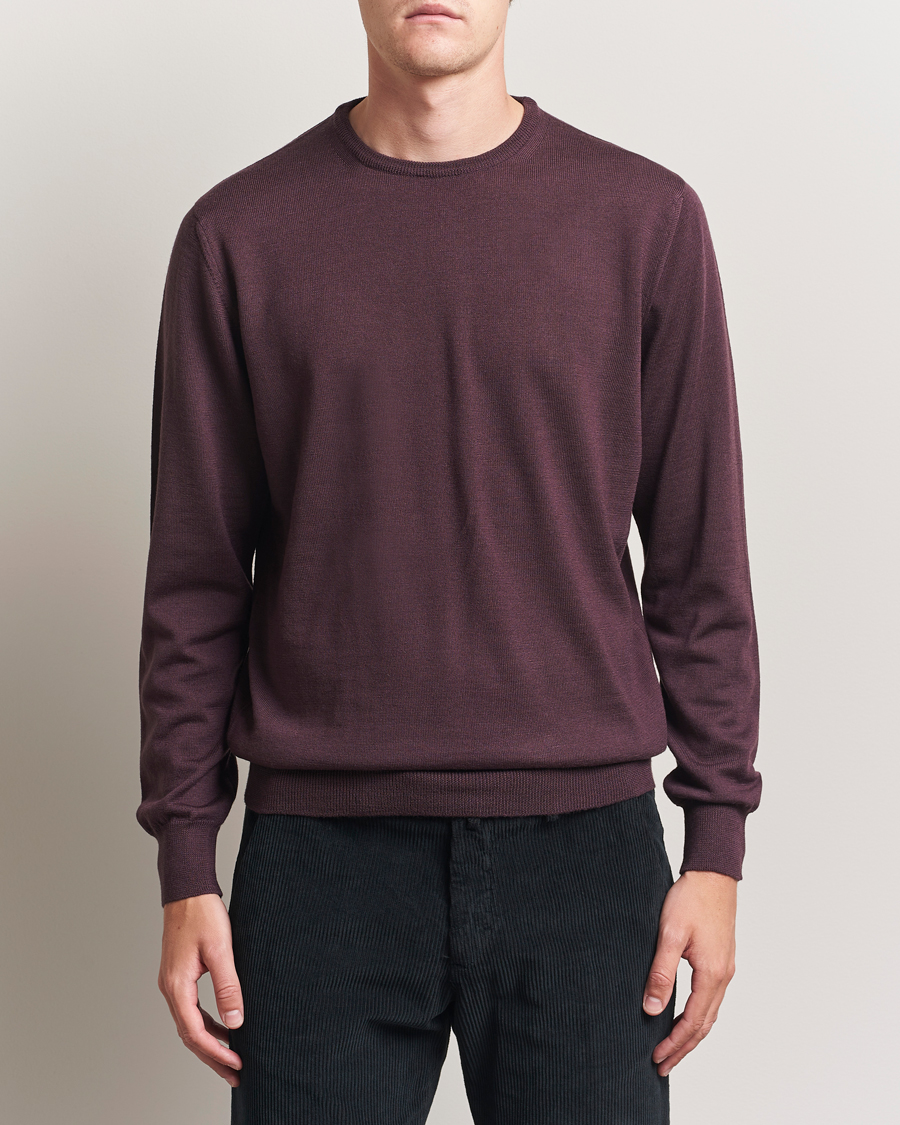 Herre | Trøjer | Morgano | Extra Fine Merino Wool Crewneck Purple