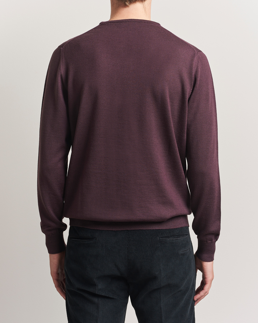 Herre | Trøjer | Morgano | Extra Fine Merino Wool Crewneck Purple