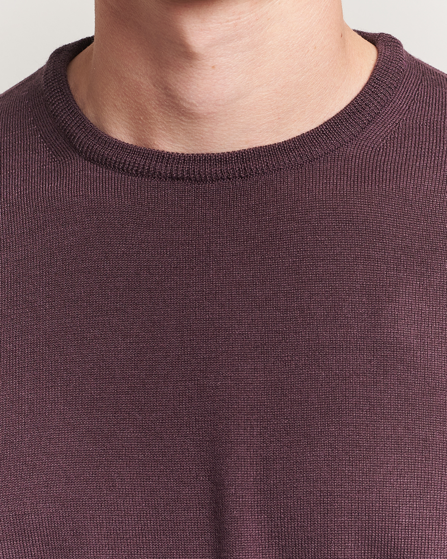 Herre | Trøjer | Morgano | Extra Fine Merino Wool Crewneck Purple