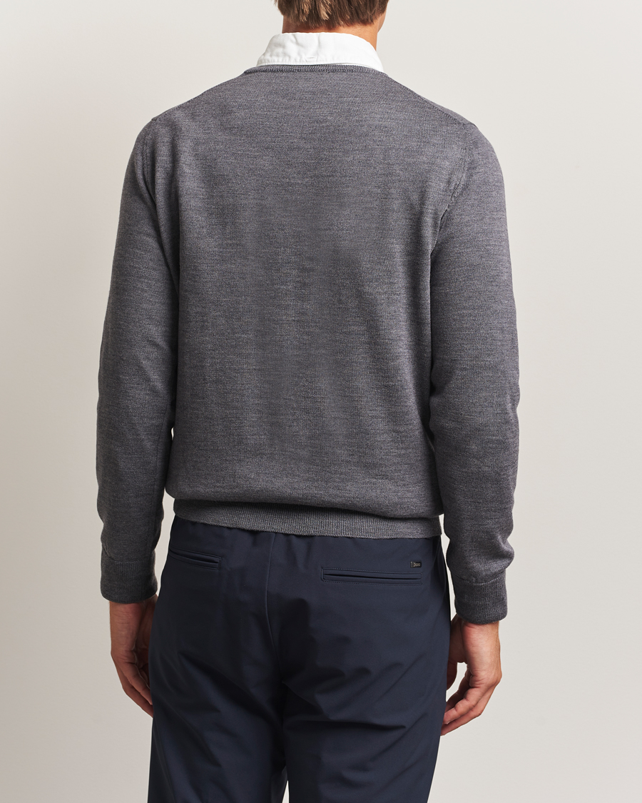 Herre | Trøjer | Morgano | Extra Fine Merino Wool Crewneck Mid Grey