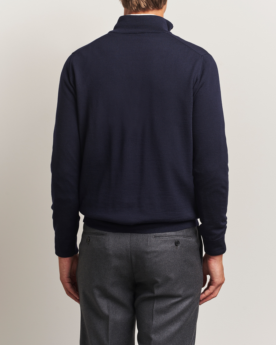 Herre | Trøjer | Morgano | Extra Fine Merino Wool Half-Zip Navy