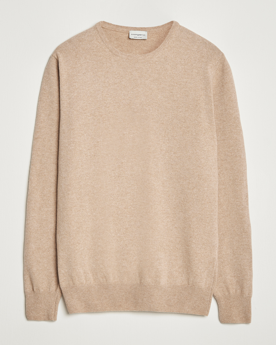 Herre | Trøjer | Morgano | Wool/Cashmere Crewneck Beige