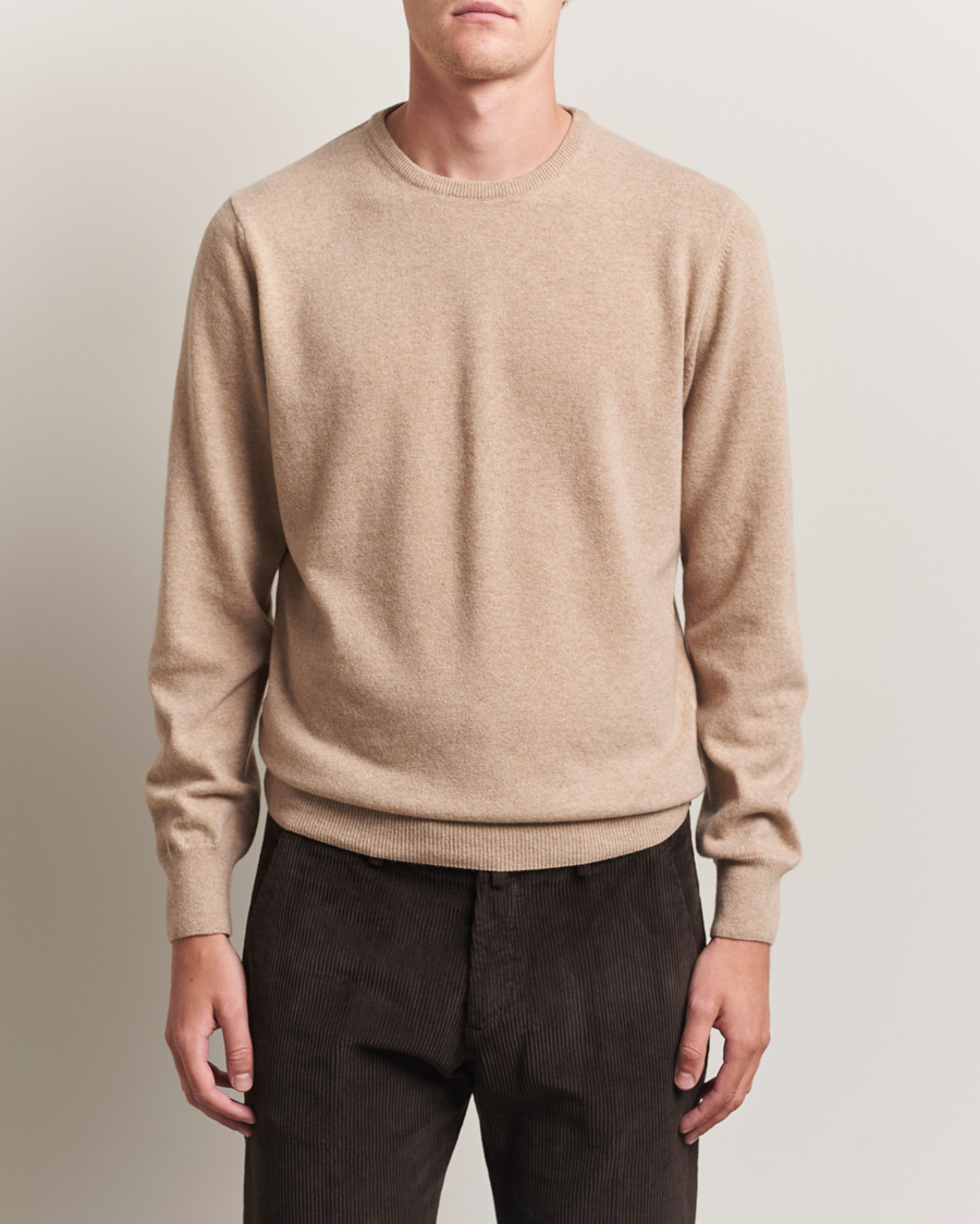 Herre | Trøjer | Morgano | Wool/Cashmere Crewneck Beige
