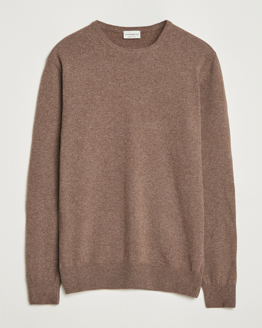 Herre | Trøjer | Morgano | Wool/Cashmere Crewneck Brown
