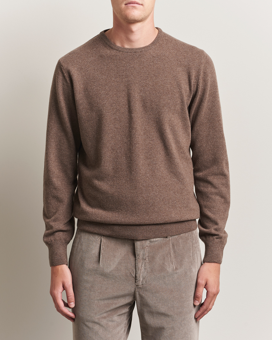 Herre | Trøjer | Morgano | Wool/Cashmere Crewneck Brown