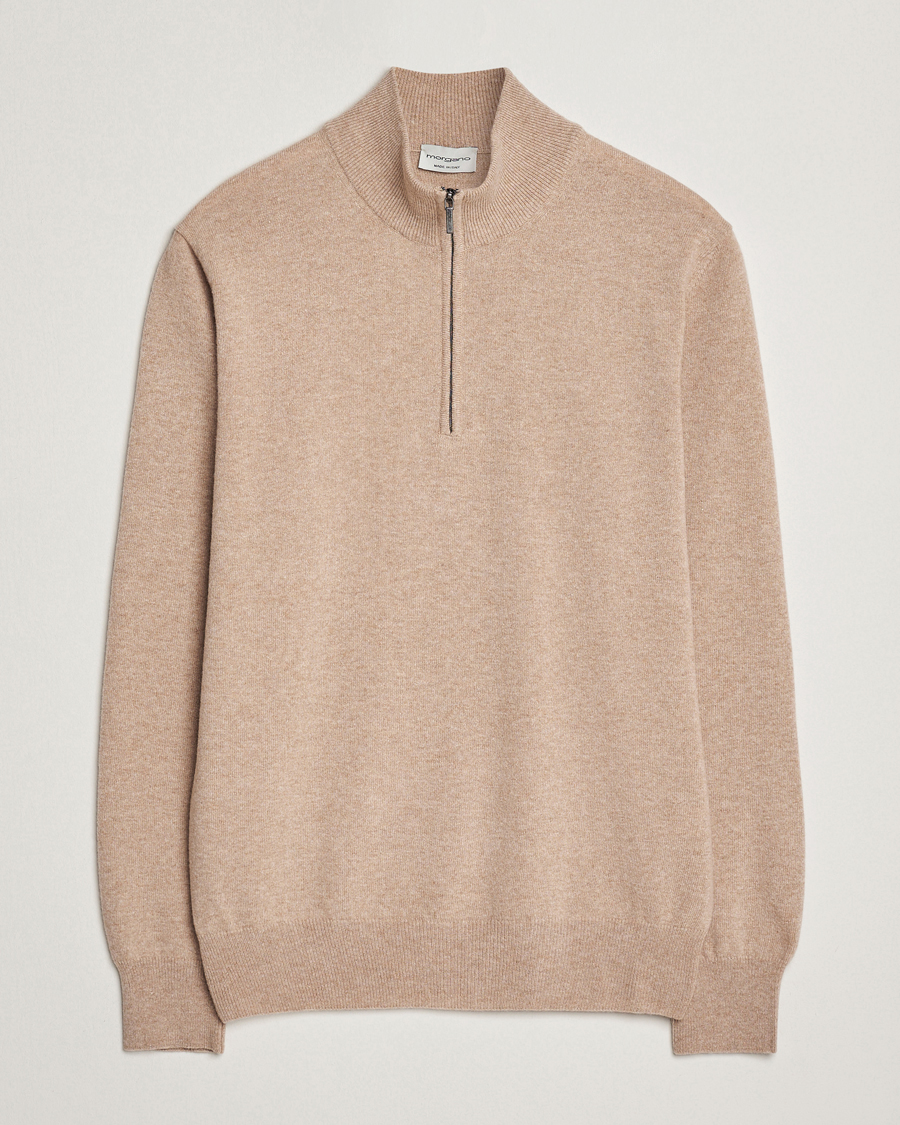 Herre | Trøjer | Morgano | Wool/Cashmere Half-Zip Beige
