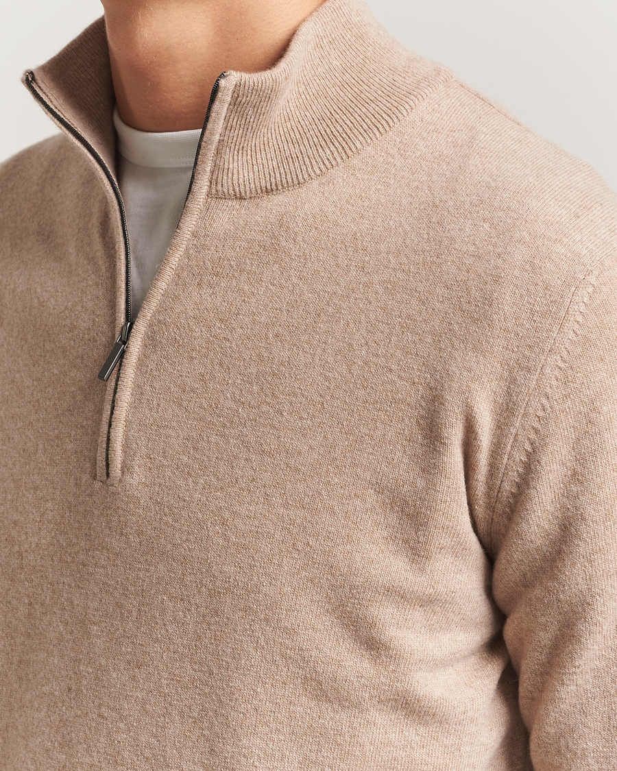 Herre | Trøjer | Morgano | Wool/Cashmere Half-Zip Beige