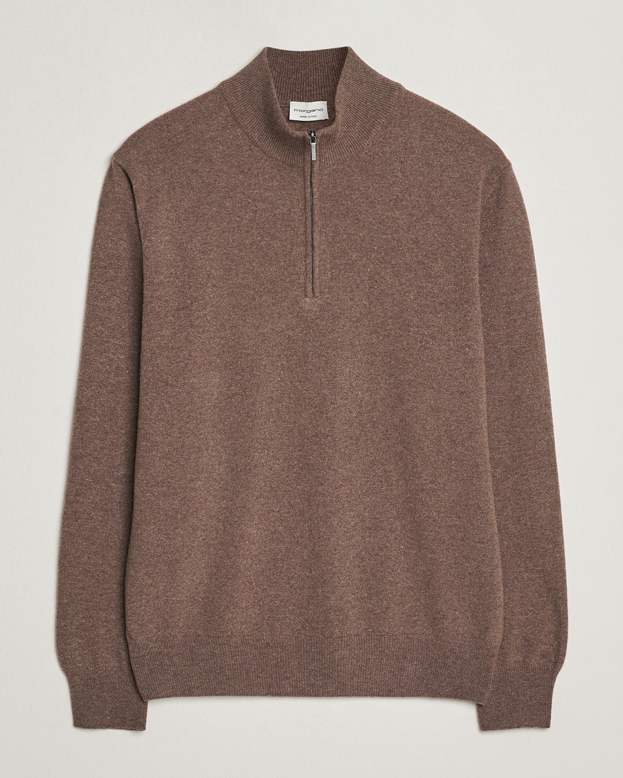 Herre | Trøjer | Morgano | Wool/Cashmere Half-Zip Brown
