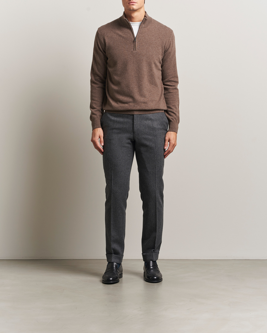 Herre | Trøjer | Morgano | Wool/Cashmere Half-Zip Brown