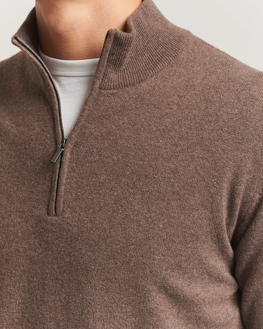 Herre | Trøjer | Morgano | Wool/Cashmere Half-Zip Brown