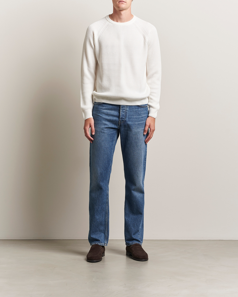 Herre | Trøjer | Morgano | Merino Knitted Fisherman Ribb White