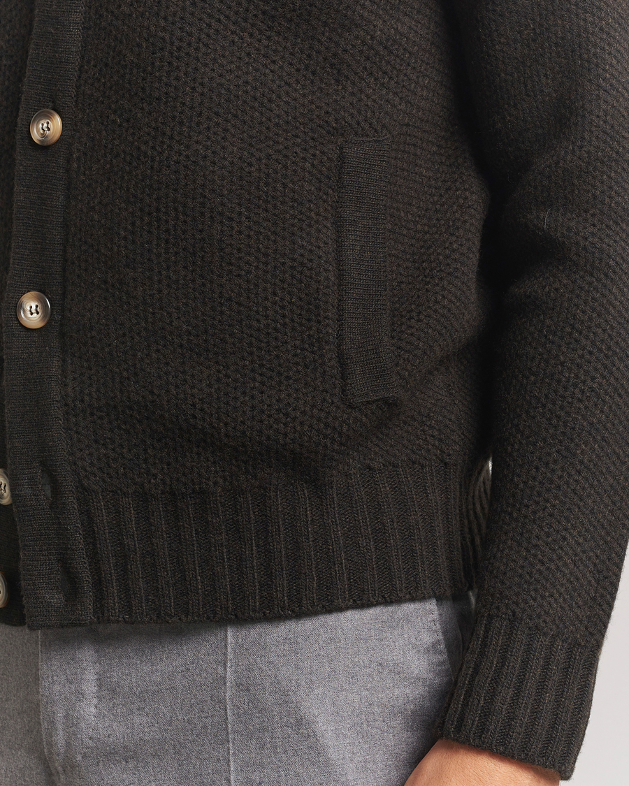 Herre | Trøjer | Morgano | Heavy Knitted Wool/Cashmere Cardigan Dark Brown