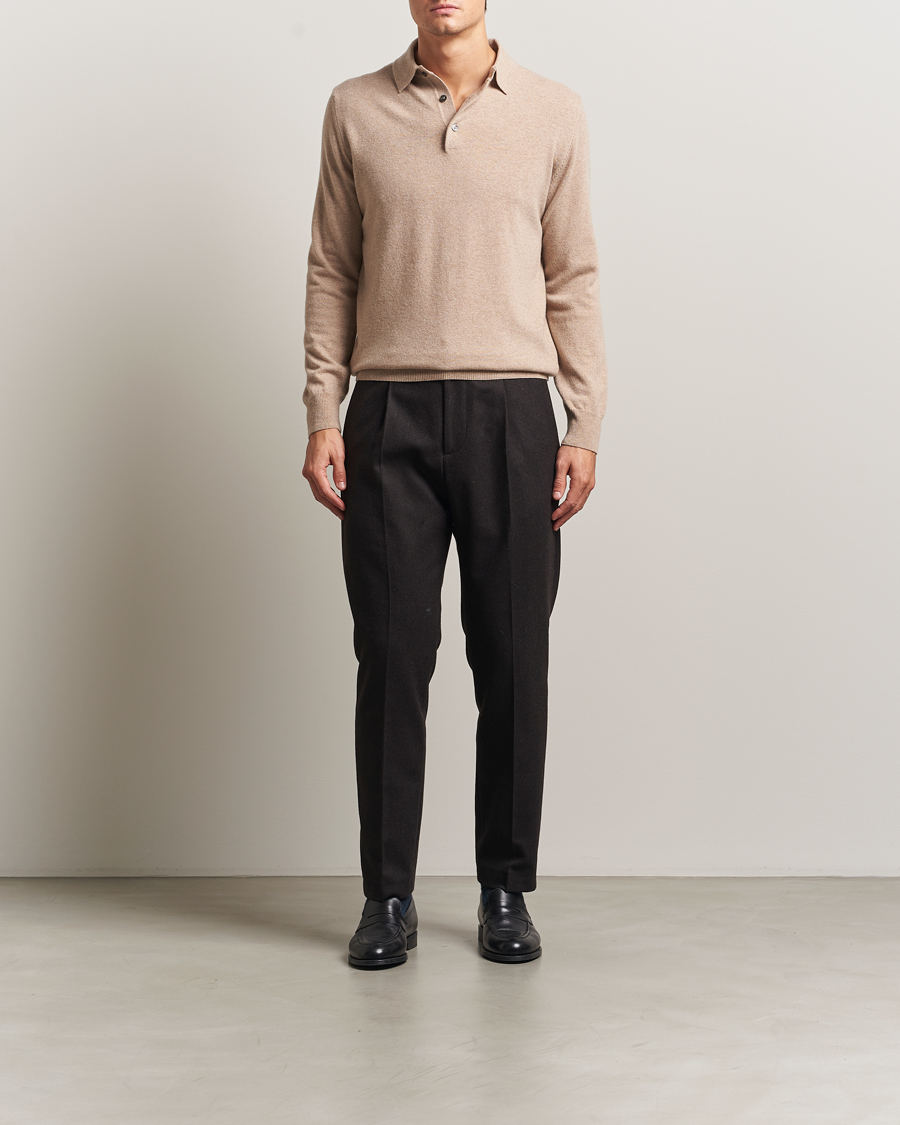 Herre | Trøjer | Morgano | Wool/Cashmere Polo Beige