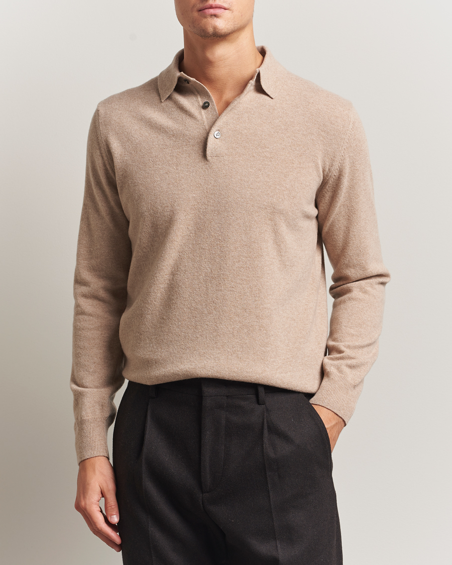 Herre | Trøjer | Morgano | Wool/Cashmere Polo Beige