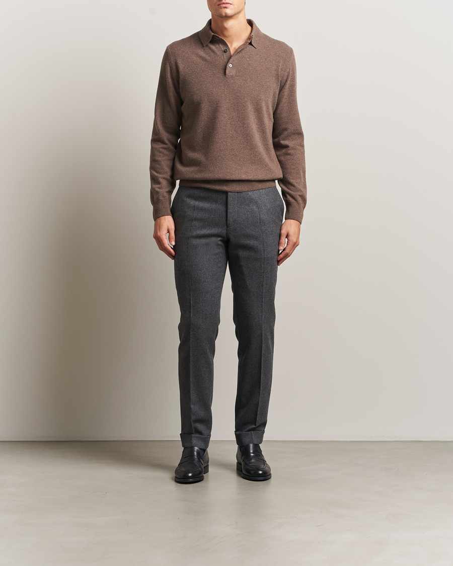 Herre | Trøjer | Morgano | Wool/Cashmere Polo Brown