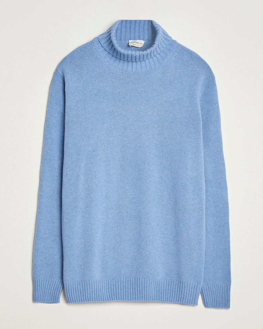 Herre | Trøjer | Morgano | Wool/Cashmere Heavy Knit Rollneck Light Blue