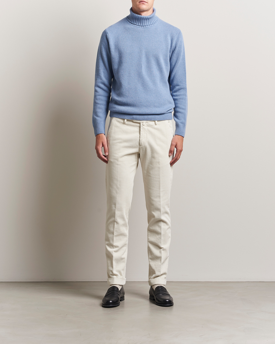 Herre | Trøjer | Morgano | Wool/Cashmere Heavy Knit Rollneck Light Blue