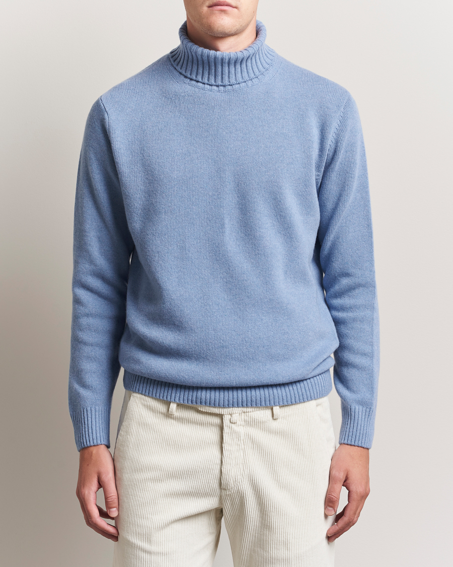 Herre | Trøjer | Morgano | Wool/Cashmere Heavy Knit Rollneck Light Blue