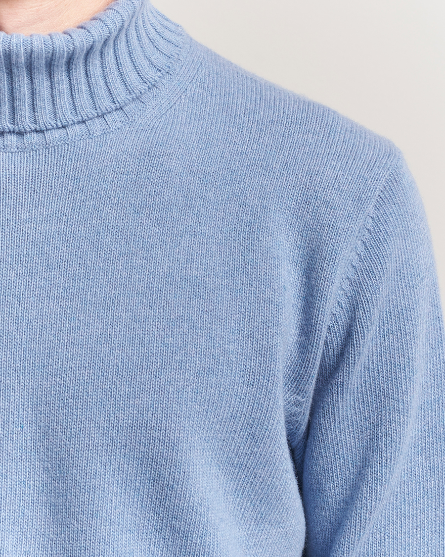 Herre | Trøjer | Morgano | Wool/Cashmere Heavy Knit Rollneck Light Blue