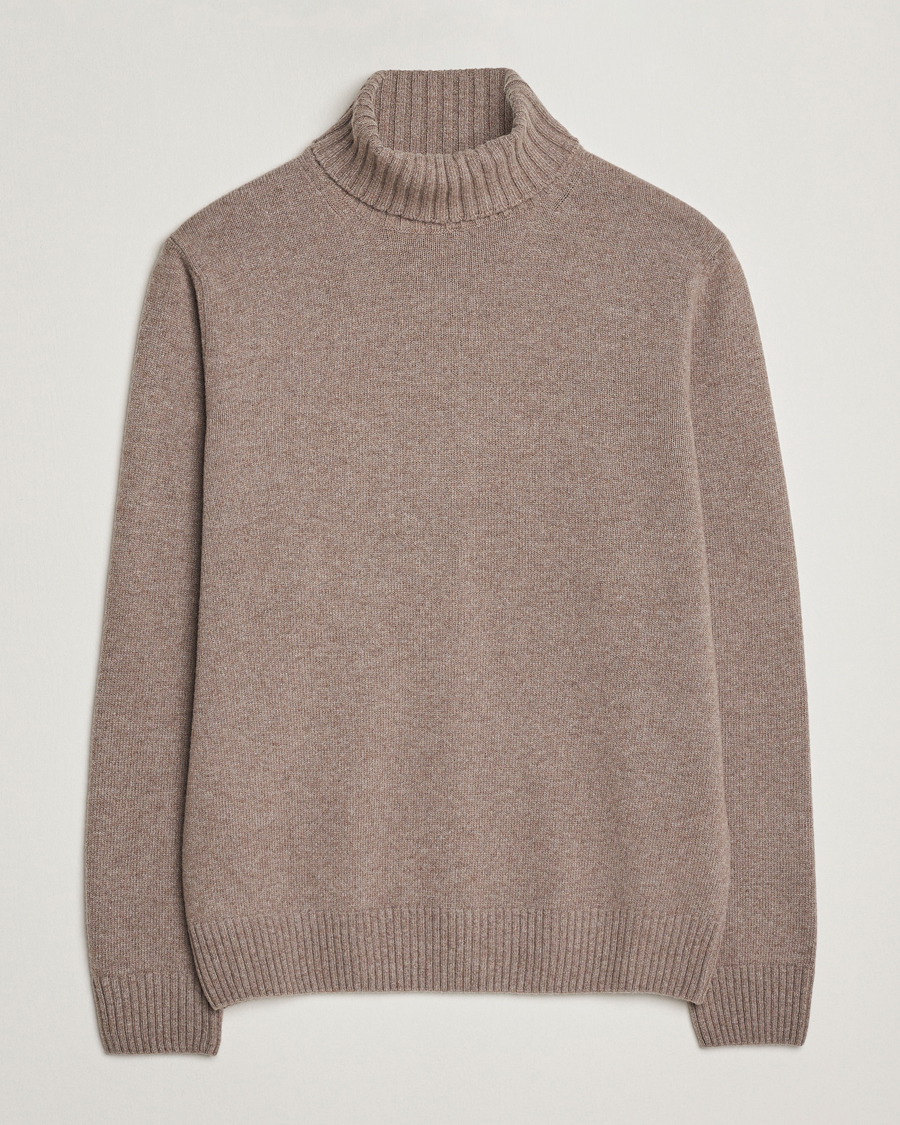 Herre | Trøjer | Morgano | Wool/Cashmere Heavy Knit Rollneck Light Brown