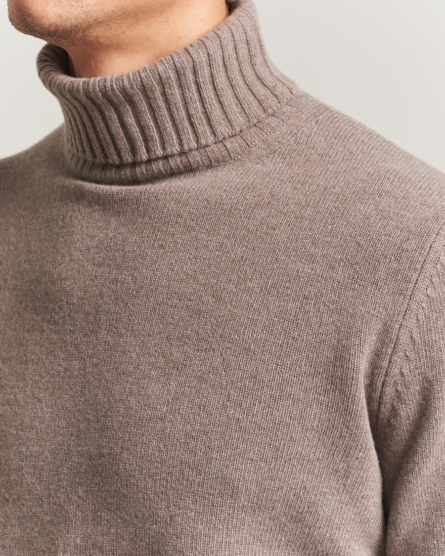 Herre | Trøjer | Morgano | Wool/Cashmere Heavy Knit Rollneck Light Brown