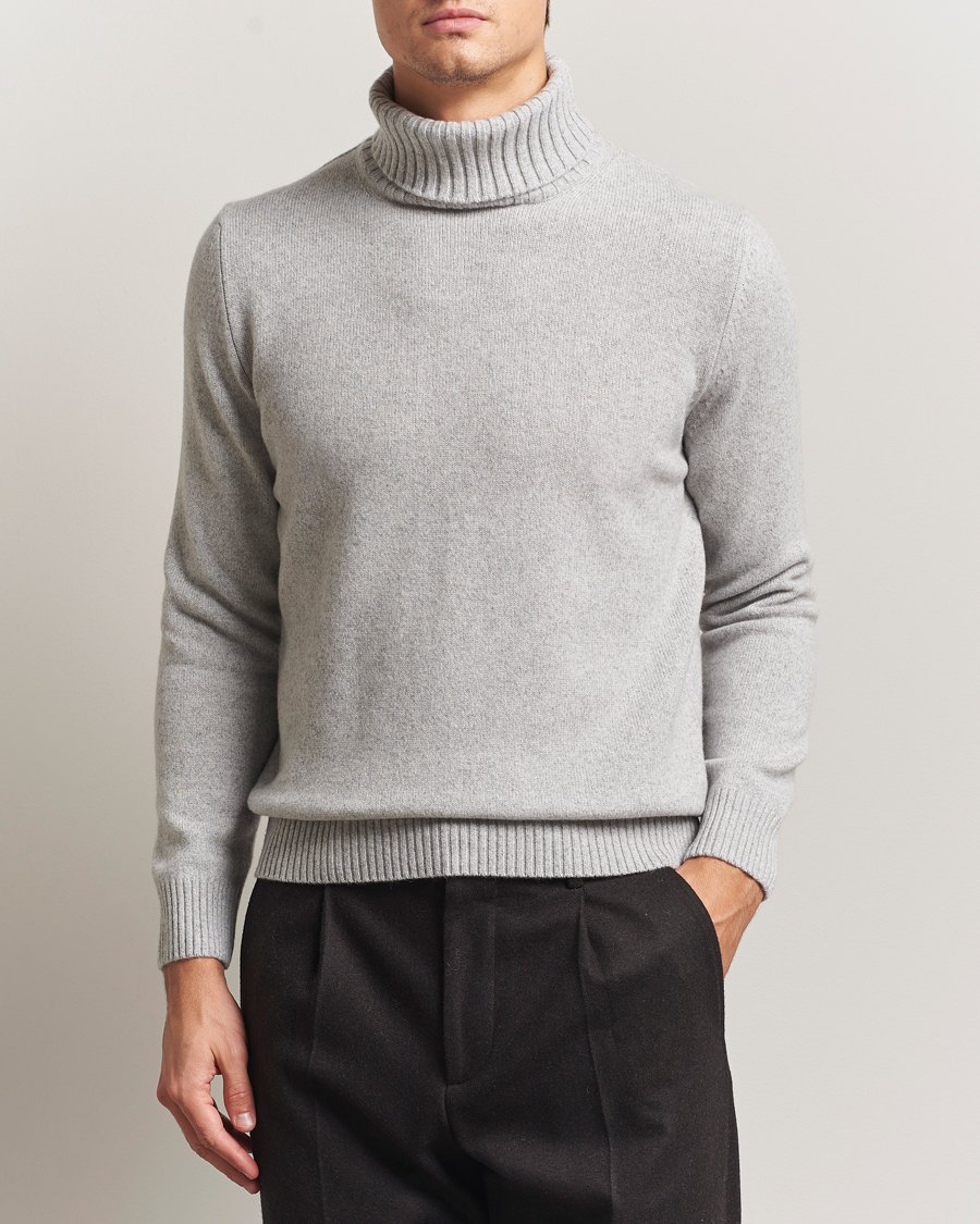 Herre | Trøjer | Morgano | Wool/Cashmere Heavy Knit Rollneck Light Grey