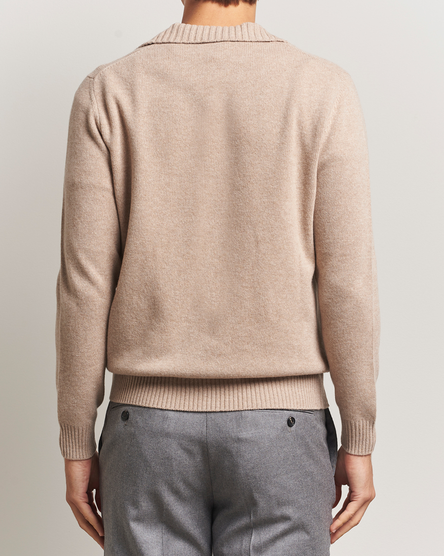 Herre | Trøjer | Morgano | Wool/Cashmere Heavy Knit Polo Beige
