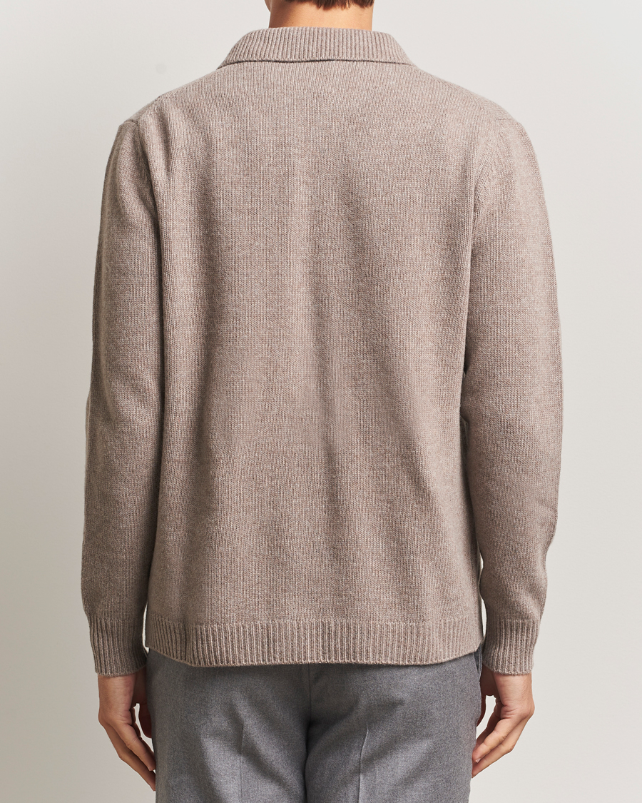 Herre | Trøjer | Morgano | Wool/Cashmere Heavy Knit Cardigan Blazer Light Brown