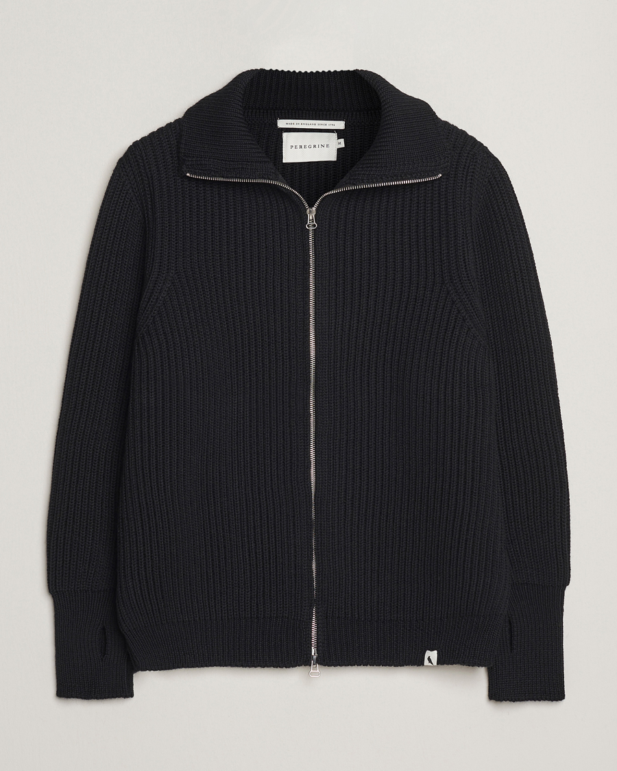 Herre | Trøjer | Peregrine | Fisherman Merino Zip Cardigan Black