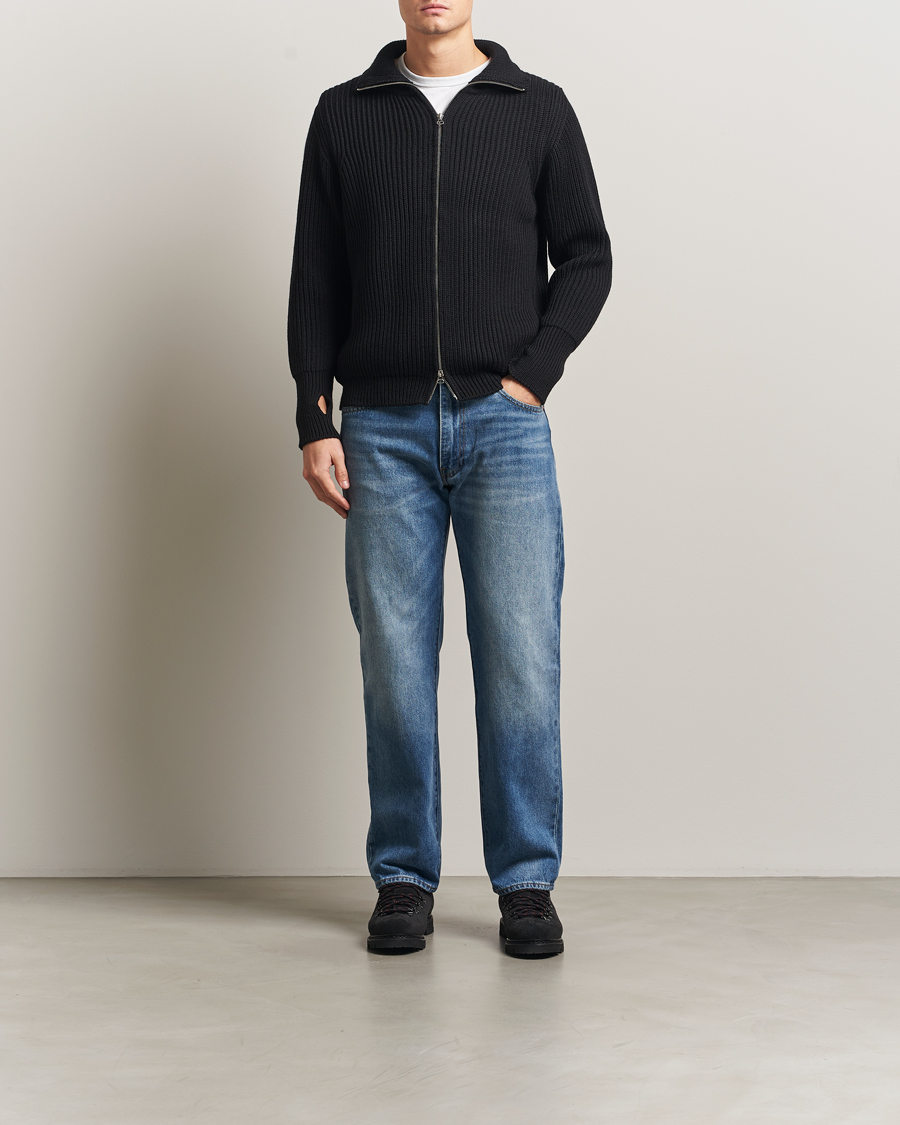 Herre | Trøjer | Peregrine | Fisherman Merino Zip Cardigan Black