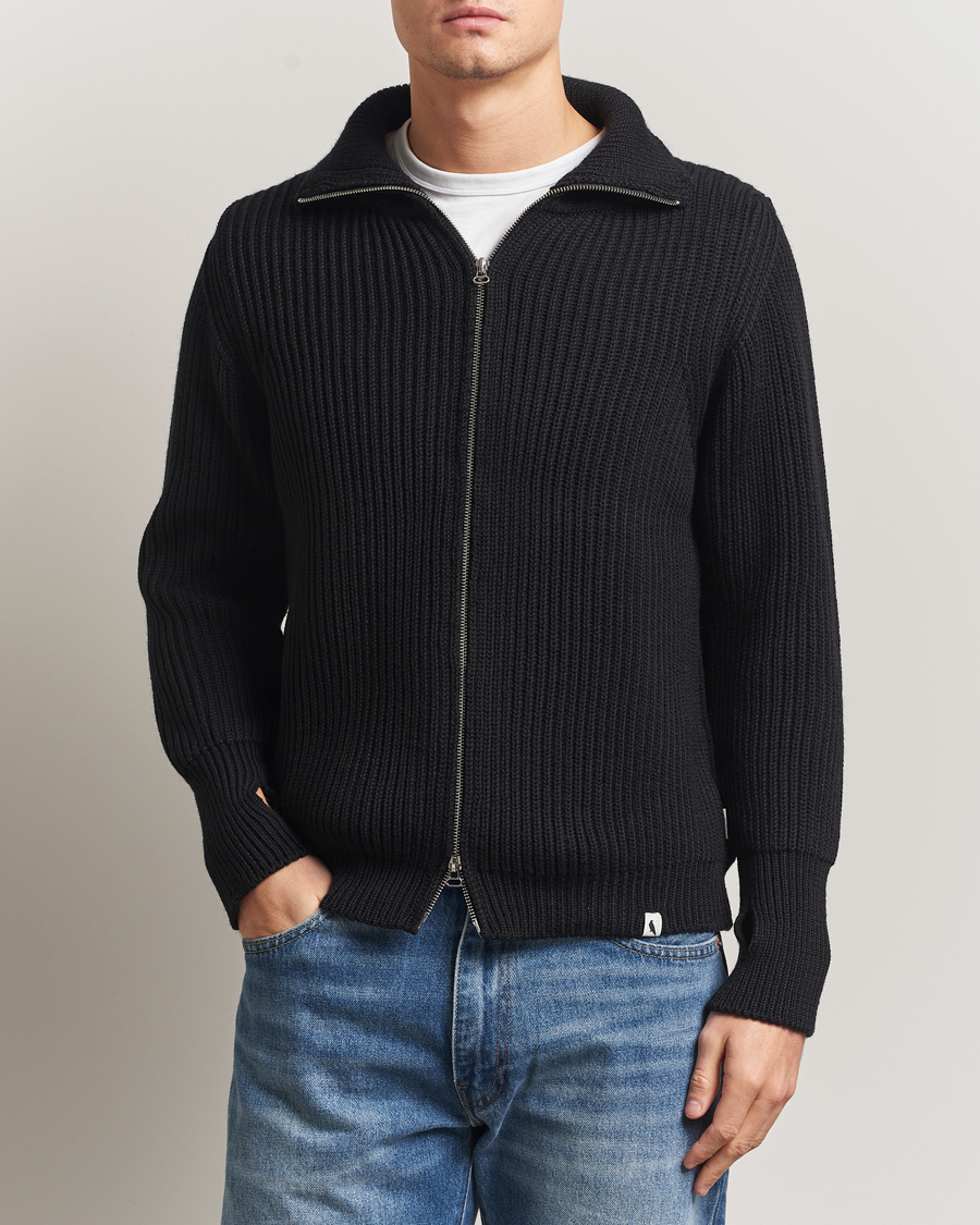 Herre | Trøjer | Peregrine | Fisherman Merino Zip Cardigan Black