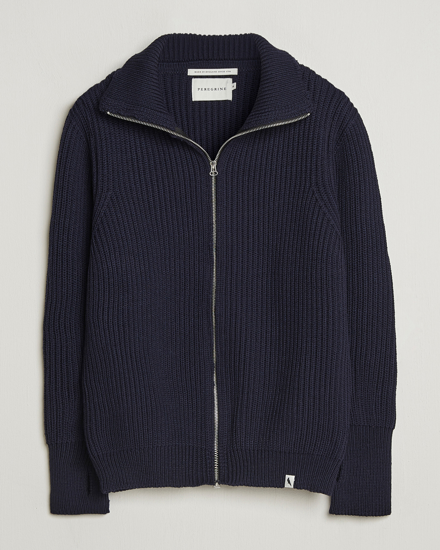Herre | Trøjer | Peregrine | Fisherman Merino Zip Cardigan Navy
