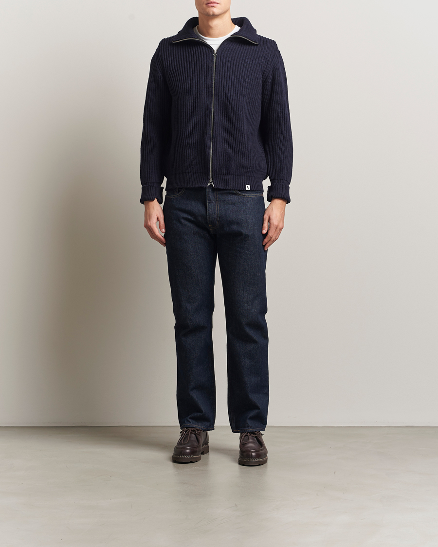 Herre | Trøjer | Peregrine | Fisherman Merino Zip Cardigan Navy