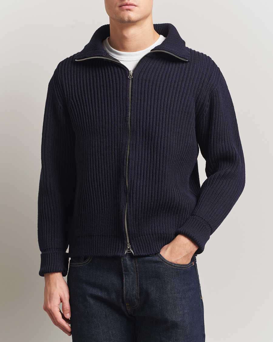 Herre | Trøjer | Peregrine | Fisherman Merino Zip Cardigan Navy