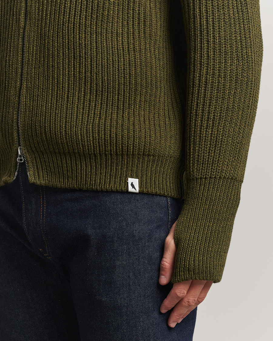 Herre | Trøjer | Peregrine | Fisherman Merino Zip Cardigan Olive