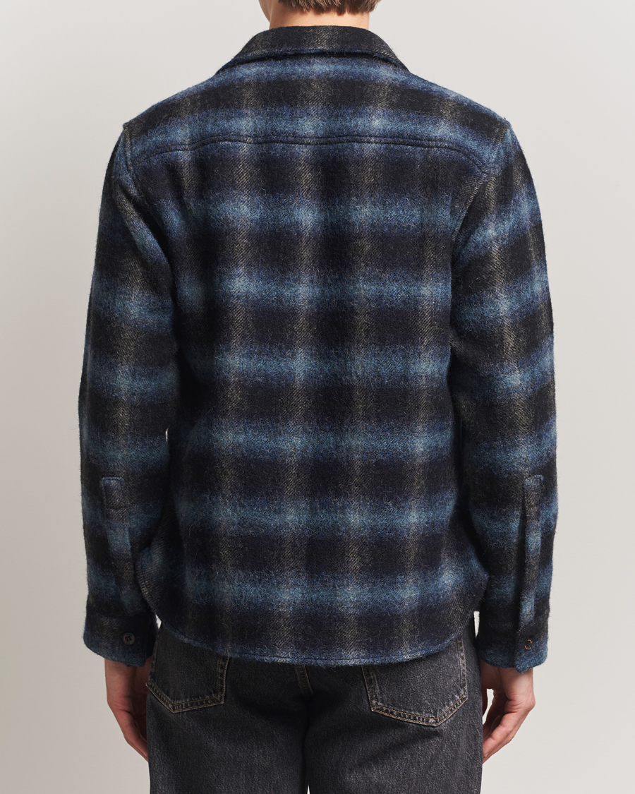 Herre | Skjorter | Peregrine | Moon Wool Check Overshirt Navy
