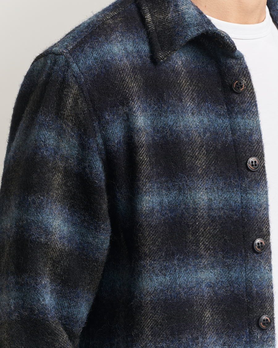 Herre | Skjorter | Peregrine | Moon Wool Check Overshirt Navy