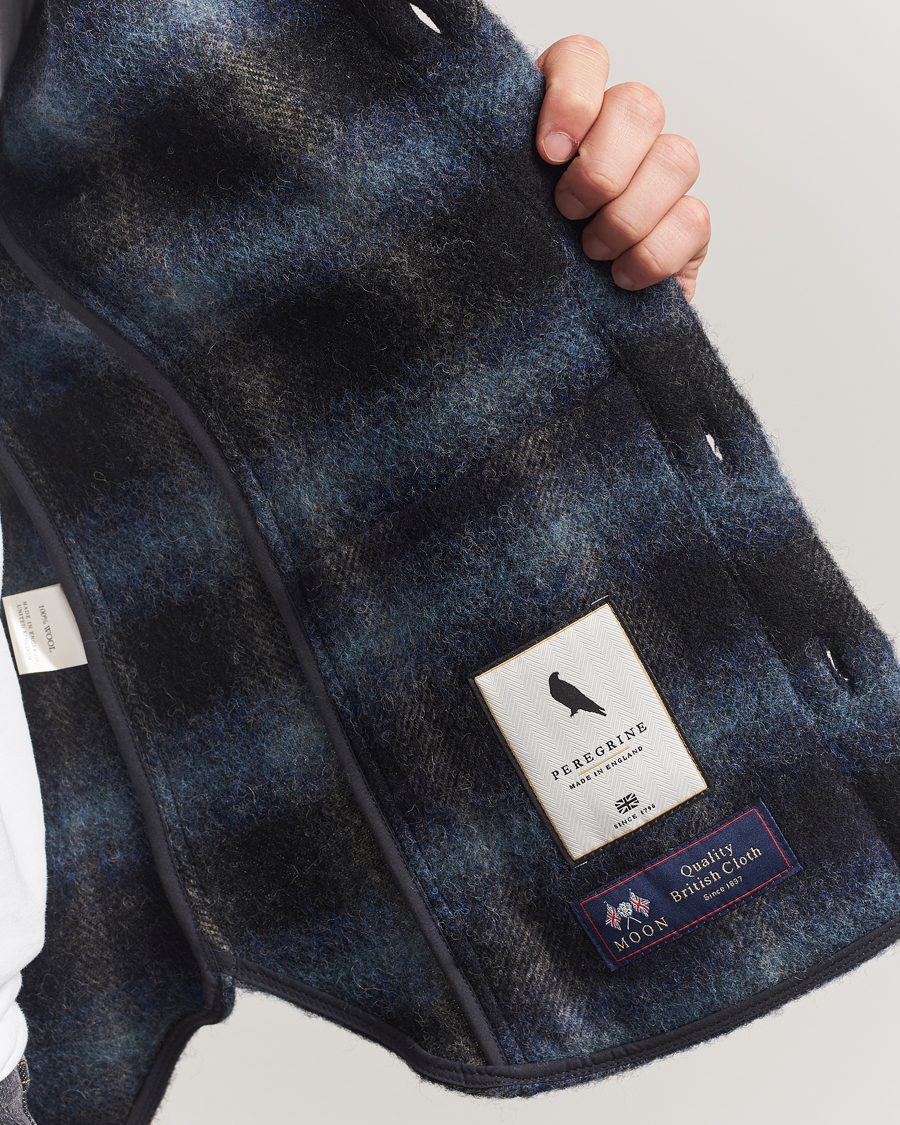 Herre | Skjorter | Peregrine | Moon Wool Check Overshirt Navy
