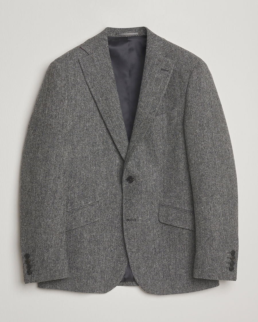 Herre | Blazere & jakker | Walker Slater | Edward Lambswool Herringbone Blazer Dark Grey