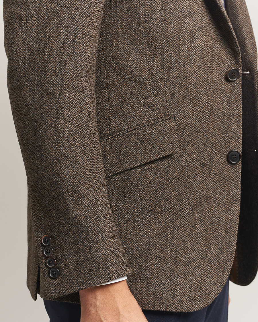 Herre | Blazere & jakker | Walker Slater | Edward Lambswool Herringbone Blazer Dark Brown