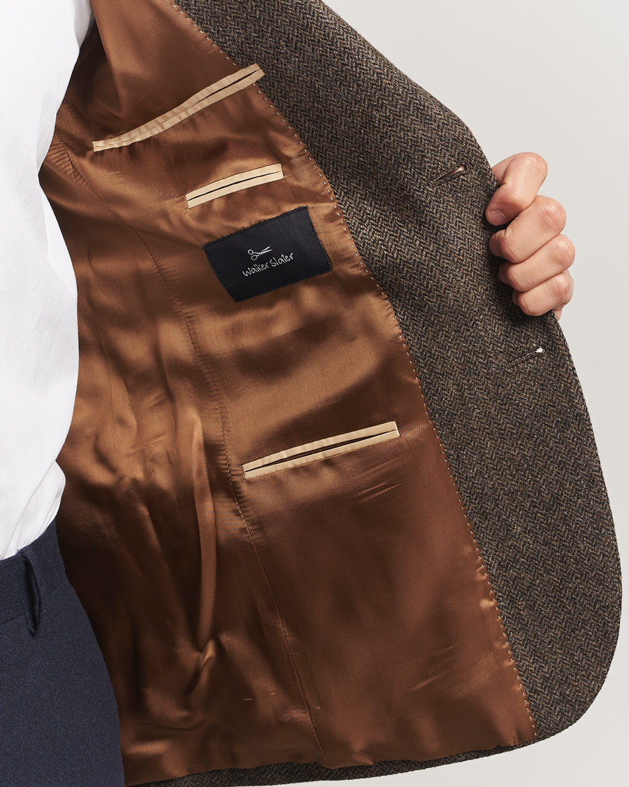 Herre | Blazere & jakker | Walker Slater | Edward Lambswool Herringbone Blazer Dark Brown