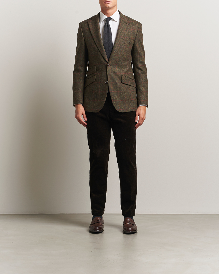 Herre | Blazere & jakker | Walker Slater | Edward Lambswool Windowpane Blazer Dark Green