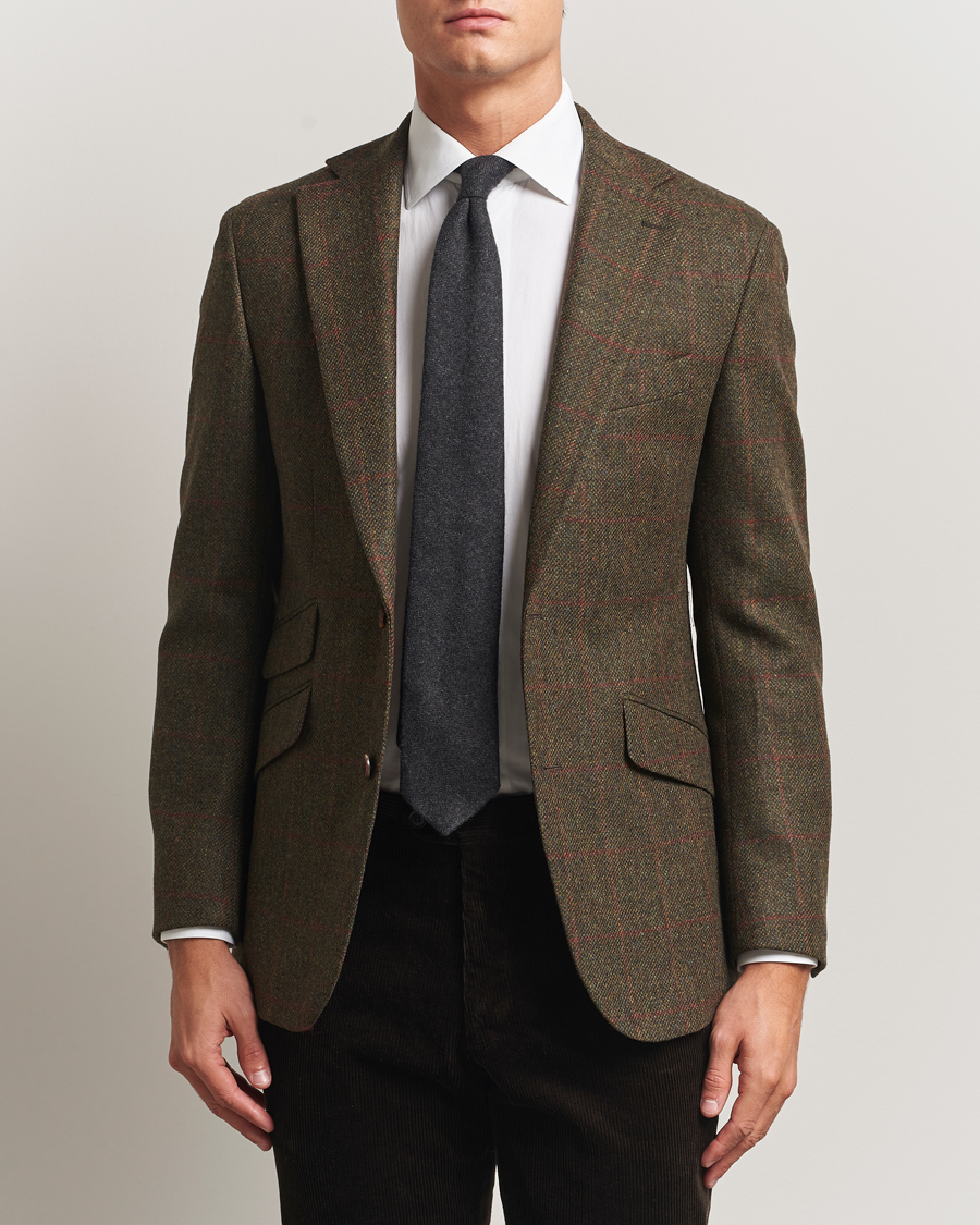 Herre | Blazere & jakker | Walker Slater | Edward Lambswool Windowpane Blazer Dark Green