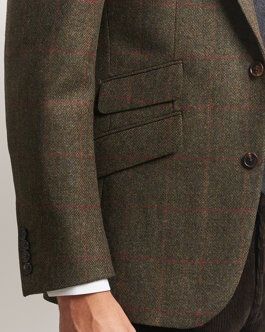 Herre | Blazere & jakker | Walker Slater | Edward Lambswool Windowpane Blazer Dark Green